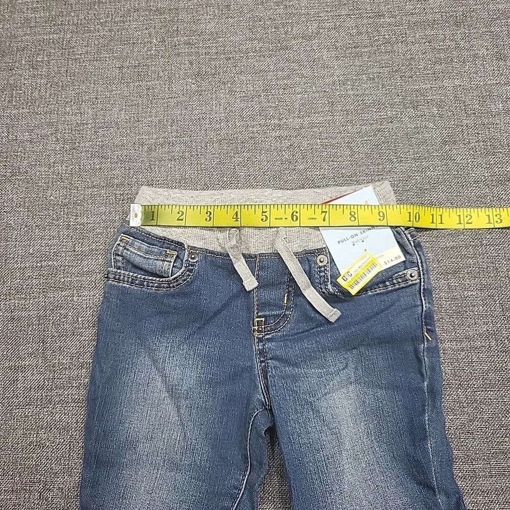 Girls Mid Rise Knit Waist Pull On Skinny Jeans - Cat & Jack Medium Wash Size 4
